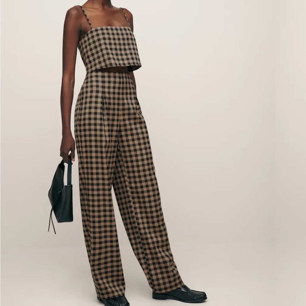 Reformation Cleo Two Piece Set in Brown Plaid - Picture 2 of 8